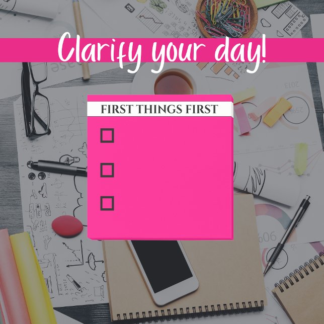 Hot Pink Priorities Customisable Checklist  Post-it Notes (Creator Uploaded)
