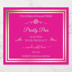 Hot Pink Product Label Gold Frame and Vintage Rose