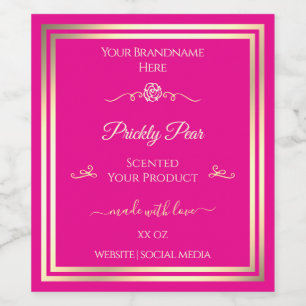 Hot Pink Product Label Gold Frame and Vintage Rose