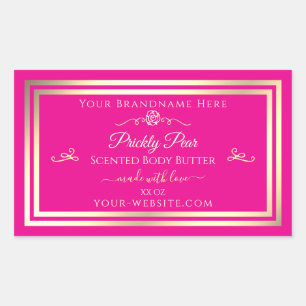 Hot Pink Product Label Gold Frame and Vintage Rose