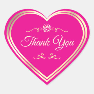 Hot Pink Product Label Gold Frame Cute Thank You