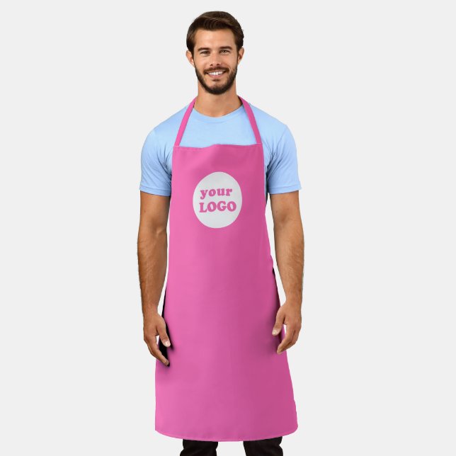 Hot Pink Professional Custom Business Logo  Apron (Worn)