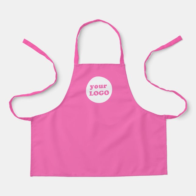 Hot Pink Professional Custom Business Logo Kids Apron (Front)