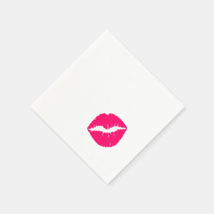 Hot Pink Puckered Lipstick Stain Napkin