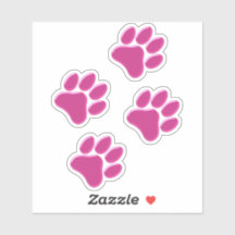 Hot Pink Puffy Look 4 Paws Vinyl Stickers