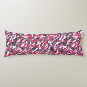 Hot pink, purple and black camo abstract body cushion