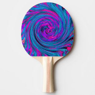 Hot Pink, Purple and Blue Abstract Retro Twirl Ping Pong Paddle