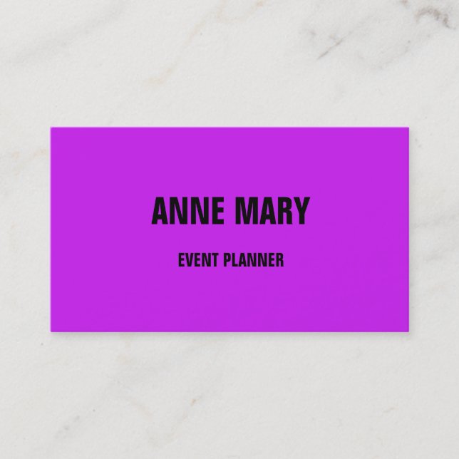 Hot Pink Purple Black Wedding Event Planner Custom Business Card (Front)