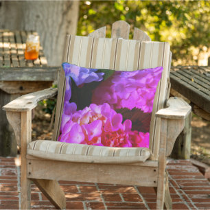 Hot pink purple floral hydrangeas cushion