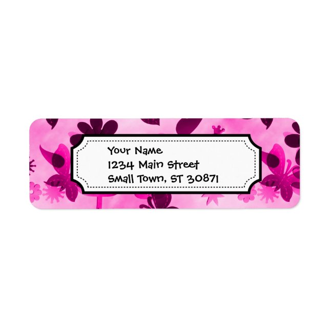 Hot Pink Purple Flowers Birds Butterflies Floral (Front)