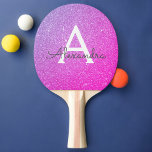 Hot Pink - Purple Glitter and Sparkle Monogram Ping Pong Paddle<br><div class="desc">Hot Pink and Purple Ombre Faux Glitter and Sparkle Elegant Monogram Ping Pong Paddle. This Ping Pong Paddle can be customised to include your initial and first name.</div>