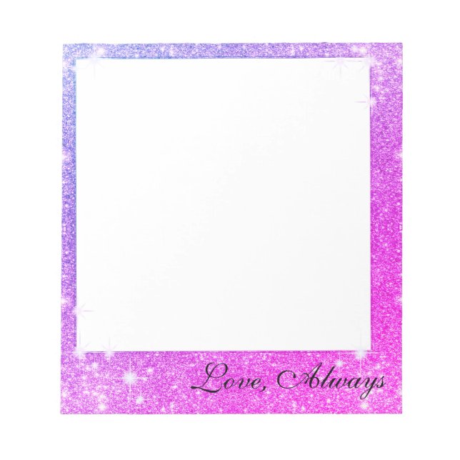 Hot Pink Purple Glitter Sparkle Faux Texture Notepad (Front)