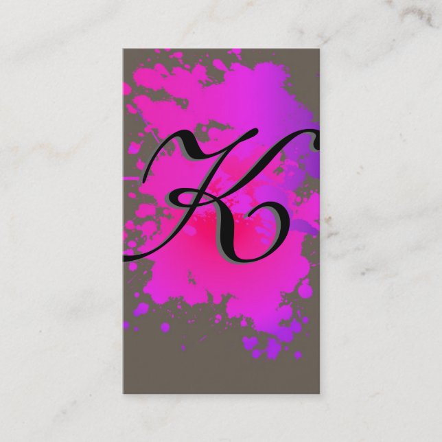 Hot Pink Purple Ink Paint Splash Business Card (Front)