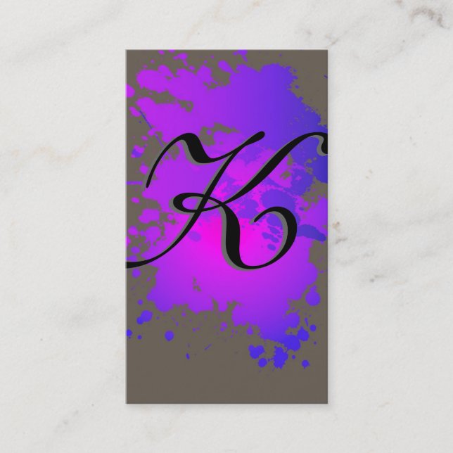 Hot Pink Purple Ink Paint Splash Business Card (Front)
