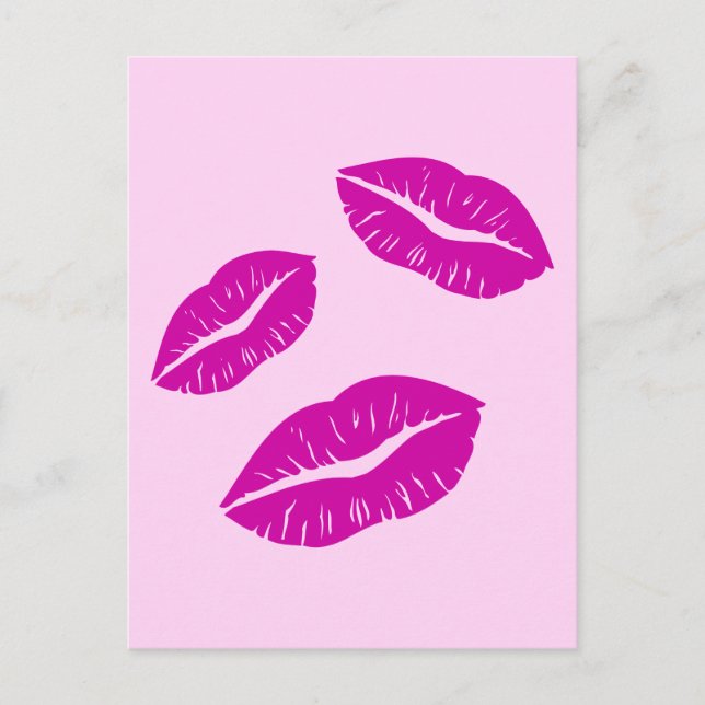HOT PINK PURPLE KISSES LIPS LOVE ICONS MOTIVATIONA POSTCARD (Front)