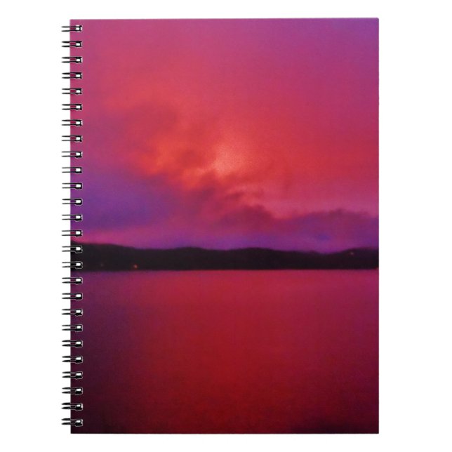 Hot Pink Purple sunset on Lake Arrowhead Notebook (Front)
