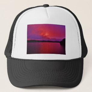 Hot Pink Purple sunset on Lake Arrowhead Trucker Hat