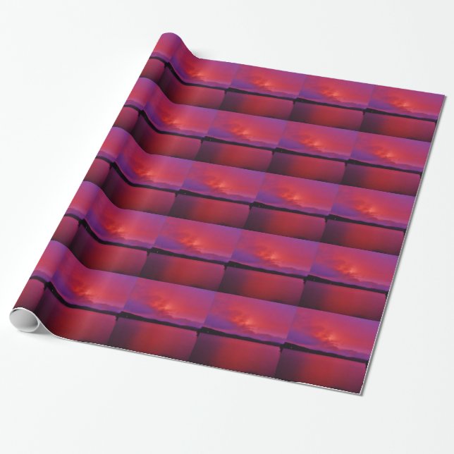 Hot Pink Purple sunset on Lake Arrowhead Wrapping Paper (Unrolled)