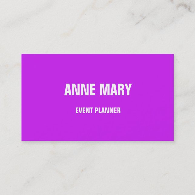 Hot Pink Purple White Wedding Event Planner Custom Business Card (Front)