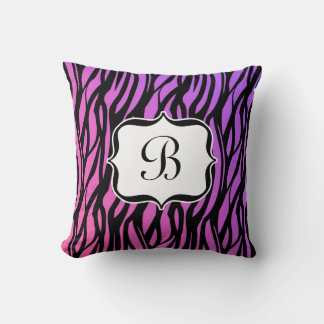 Hot Pink/Purple Zebra Monogram Cushion