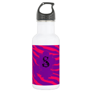 Hot Pink Purple Zebra Print 32. oz. 532 Ml Water Bottle