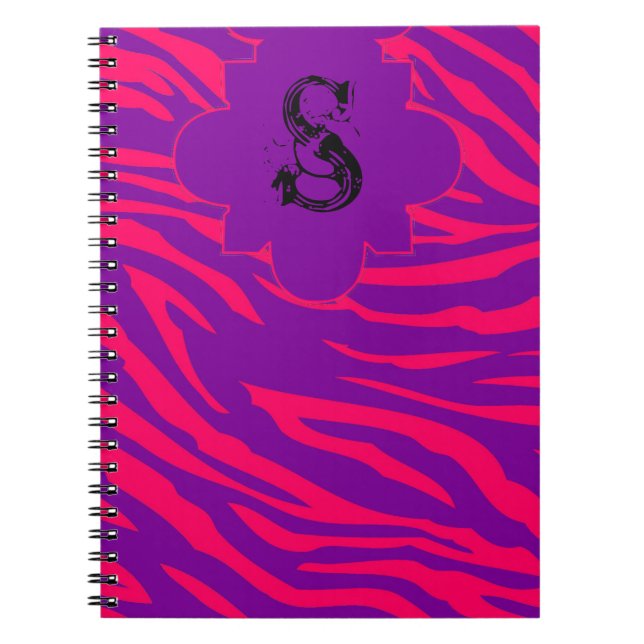 Hot Pink Purple Zebra Print Animal Spiral Notebook (Front)