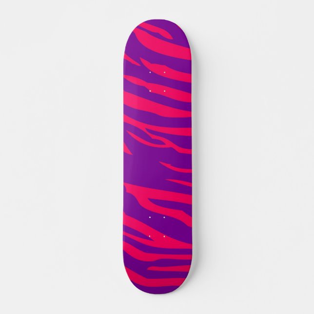 Hot Pink Purple Zebra Print Old School Skateboard (Front)