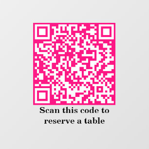 Hot Pink QR Code   Table Reservation   Window Cling