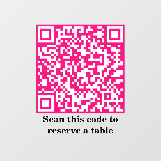 Hot Pink QR Code | Table Reservation | Window Cling (Sheet)