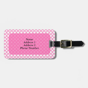 Hot Pink Quatrefoil Pattern Luggage Tag