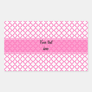 Hot Pink Quatrefoil Pattern Rectangular Sticker