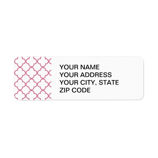 Hot Pink Quatrefoil Pattern Return Address Label