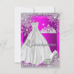 Hot Pink Quinceanera 15th Birthday Party Invitation