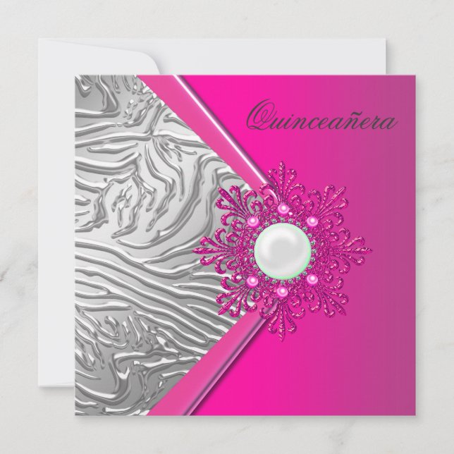 Hot Pink Quinceanera 15th Birthday Party Invitation (Front)