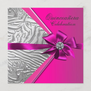 Hot Pink Quinceanera Birthday Party Invitation