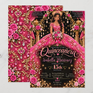 Hot Pink Quinceañera Celebration Invitation