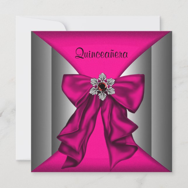 Hot Pink Quinceanera Hot Pink Birthday Party Invitation (Front)