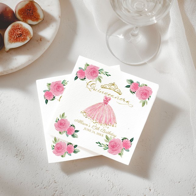 Hot Pink Quinceanera Napkin (Creator Uploaded)