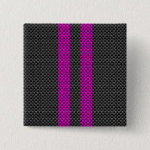 Hot Pink Racing Stripes in Carbon Fibre Style 15 Cm Square Badge