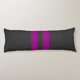 Hot Pink Racing Stripes in Carbon Fibre Style Body Cushion