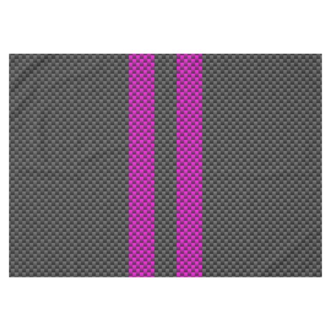 Hot Pink Racing Stripes in Carbon Fibre Style Tablecloth (Front (Horizontal))