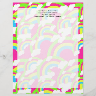 Hot Pink Rainbow Pattern Customized Letterhead