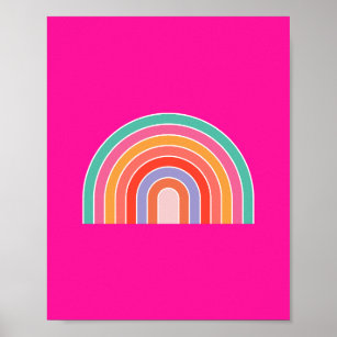 Hot Pink Rainbow Preppy Colorful Happy Rainbow Poster