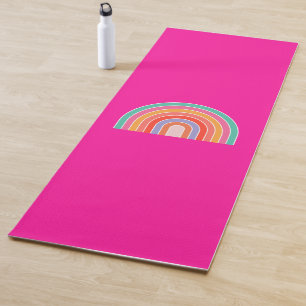 Hot Pink Rainbow Preppy Colorful Happy Rainbow Yoga Mat