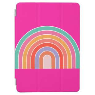 Hot Pink Rainbow Preppy Colourful Happy Rainbow iPad Air Cover