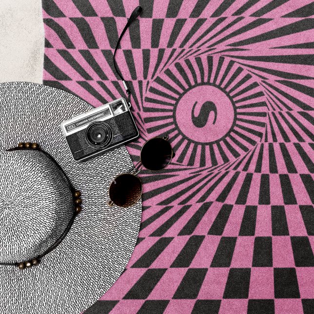 Hot Pink Rays Custom Sun Graphic Beach Towel (Creator Uploaded)