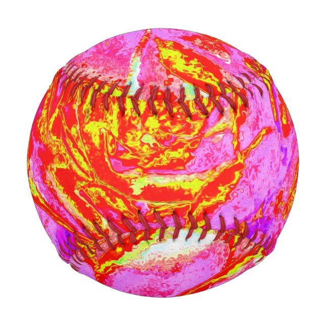 Hot Pink, Red and Yellow Succulent Sedum Rosette Baseball (Front)