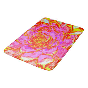 Hot Pink, Red and Yellow Succulent Sedum Rosette Bath Mat