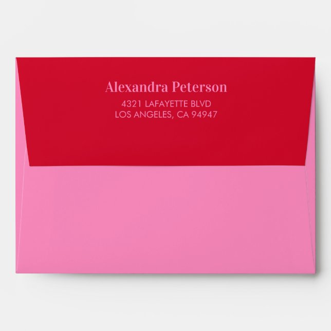 Hot Pink Red Chic Birthday Envelope (Back (Top Flap))