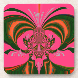 Hot Pink Red Golden Green Coaster